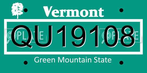 QU19108 Vermont License Plate
