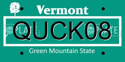 QUCK08 Vermont License Plate