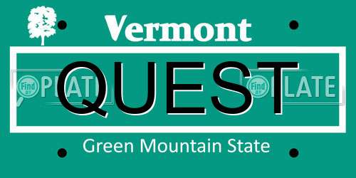 QUEST Vermont License Plate