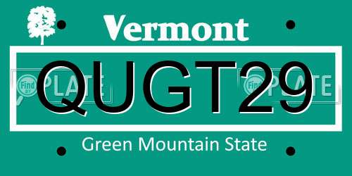 QUGT29 Vermont License Plate