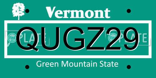 QUGZ29 Vermont License Plate