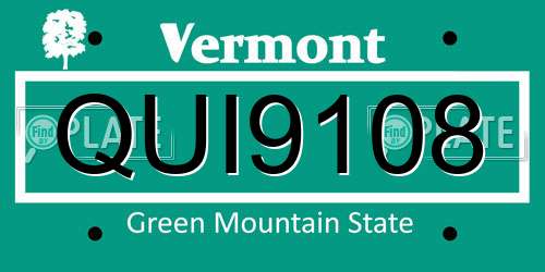 QUI9108 Vermont License Plate