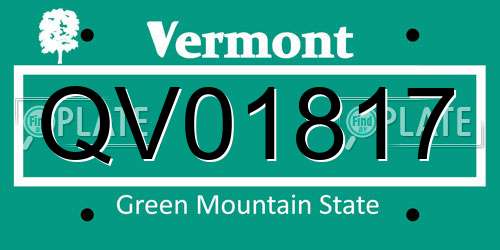 QV01817 Vermont License Plate