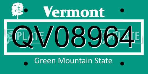 QV08964 Vermont License Plate