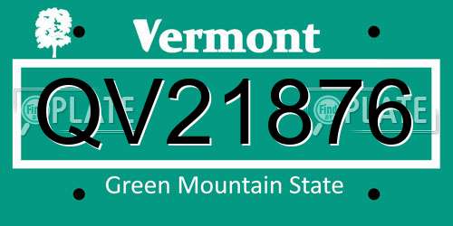 QV21876 Vermont License Plate