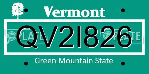 QV2I826 Vermont License Plate