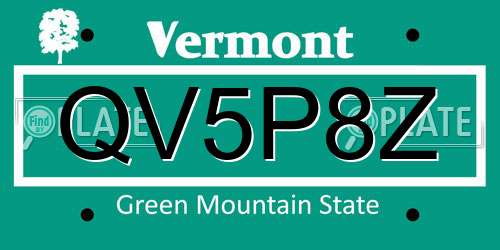 QV5P8Z Vermont License Plate
