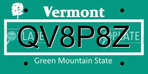 QV8P8Z Vermont License Plate