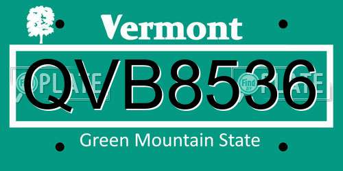 QVB8536 Vermont License Plate