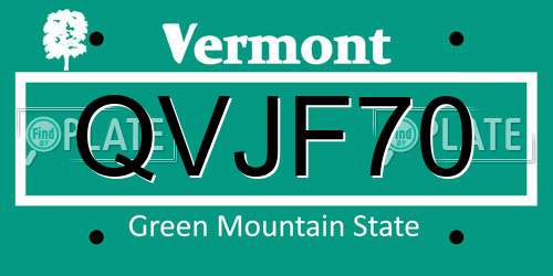 QVJF70 Vermont License Plate