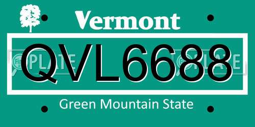 QVL6688 Vermont License Plate