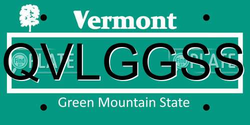 QVLGGSS Vermont License Plate