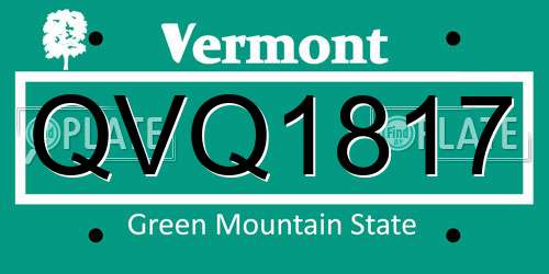 QVQ1817 Vermont License Plate