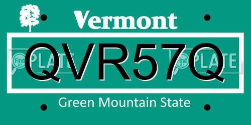 QVR57Q Vermont License Plate