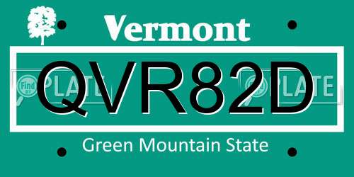 QVR82D Vermont License Plate