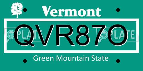 QVR87O Vermont License Plate
