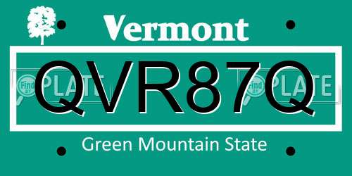 QVR87Q Vermont License Plate
