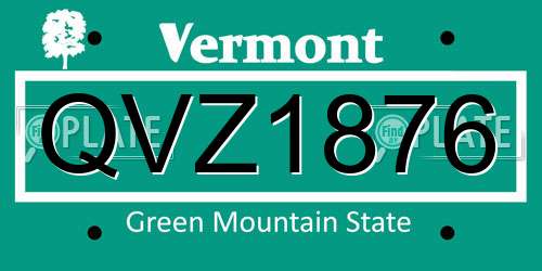 QVZ1876 Vermont License Plate