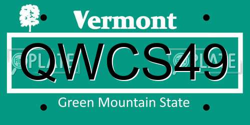 QWCS49 Vermont License Plate