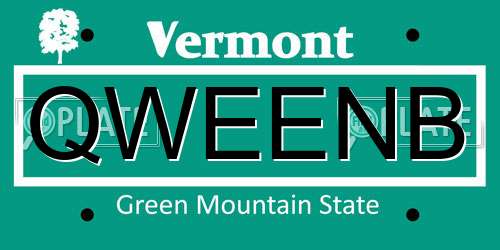 QWEENB Vermont License Plate