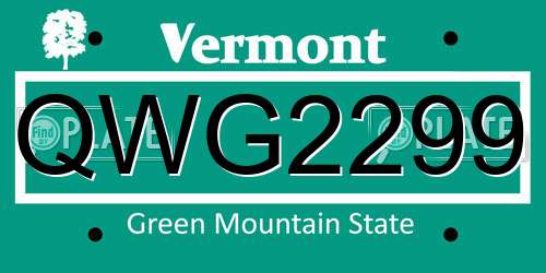 QWG2299 Vermont License Plate
