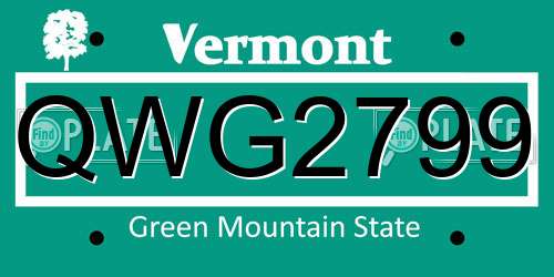 QWG2799 Vermont License Plate