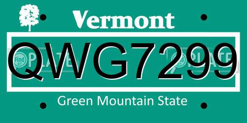 QWG7299 Vermont License Plate