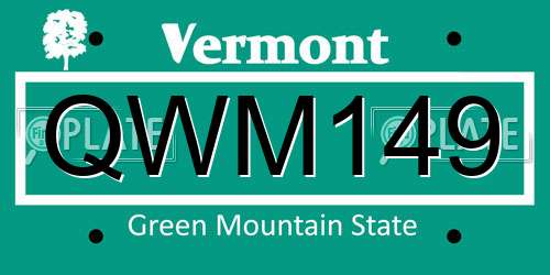 QWM149 Vermont License Plate