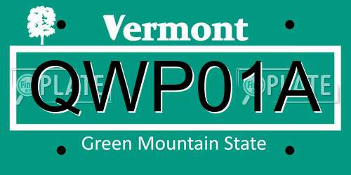 QWP01A Vermont License Plate