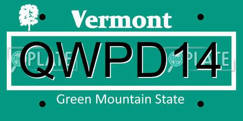 QWPD14 Vermont License Plate