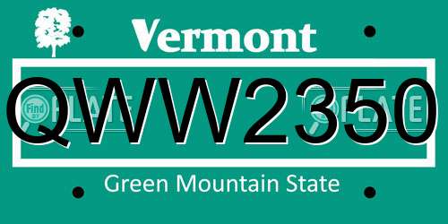 QWW2350 Vermont License Plate