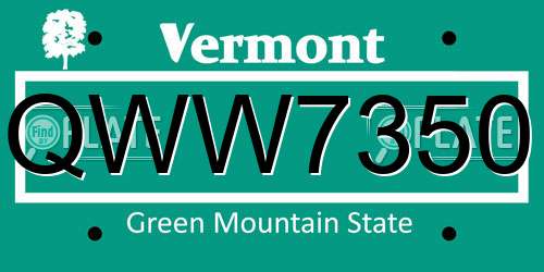 QWW7350 Vermont License Plate