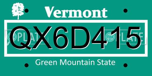 QX6D415 Vermont License Plate