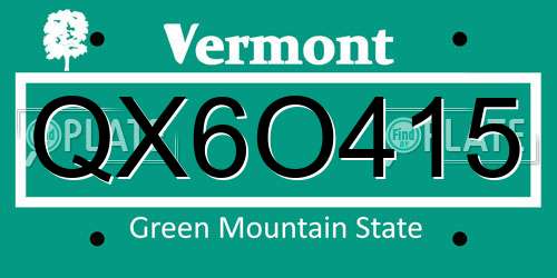 QX6O415 Vermont License Plate