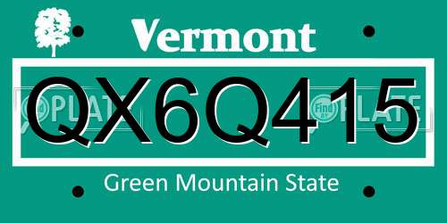 QX6Q415 Vermont License Plate
