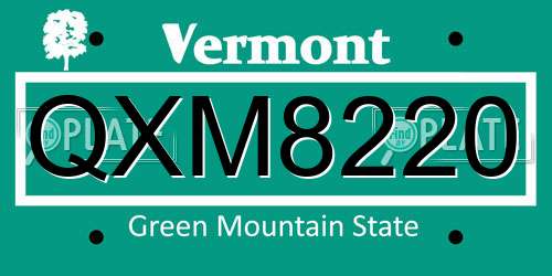QXM8220 Vermont License Plate