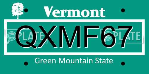 QXMF67 Vermont License Plate