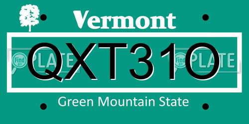 QXT31O Vermont License Plate