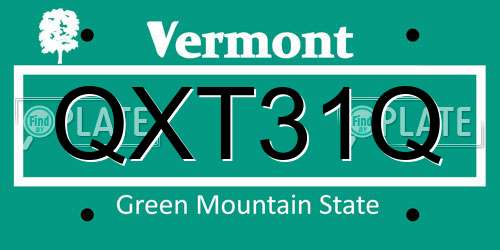QXT31Q Vermont License Plate