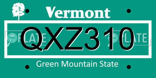 QXZ310 Vermont License Plate