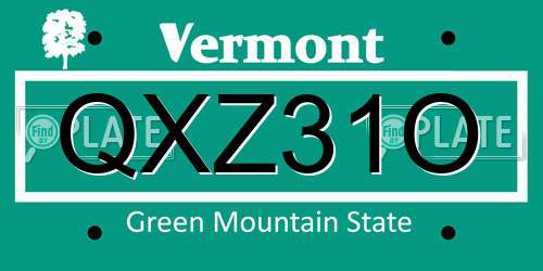 QXZ31O Vermont License Plate