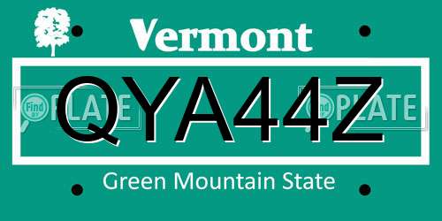 QYA44Z Vermont License Plate