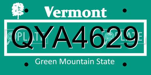 QYA4629 Vermont License Plate