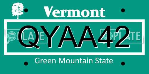 QYAA42 Vermont License Plate
