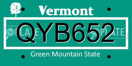 QYB652 Vermont License Plate