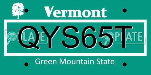 QYS65T Vermont License Plate