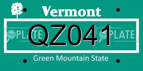 QZ041 Vermont License Plate