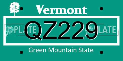 QZ229 Vermont License Plate