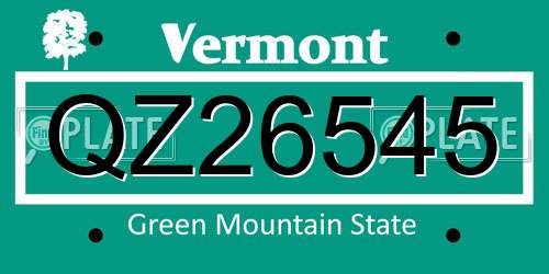 QZ26545 Vermont License Plate
