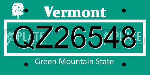 QZ26548 Vermont License Plate
